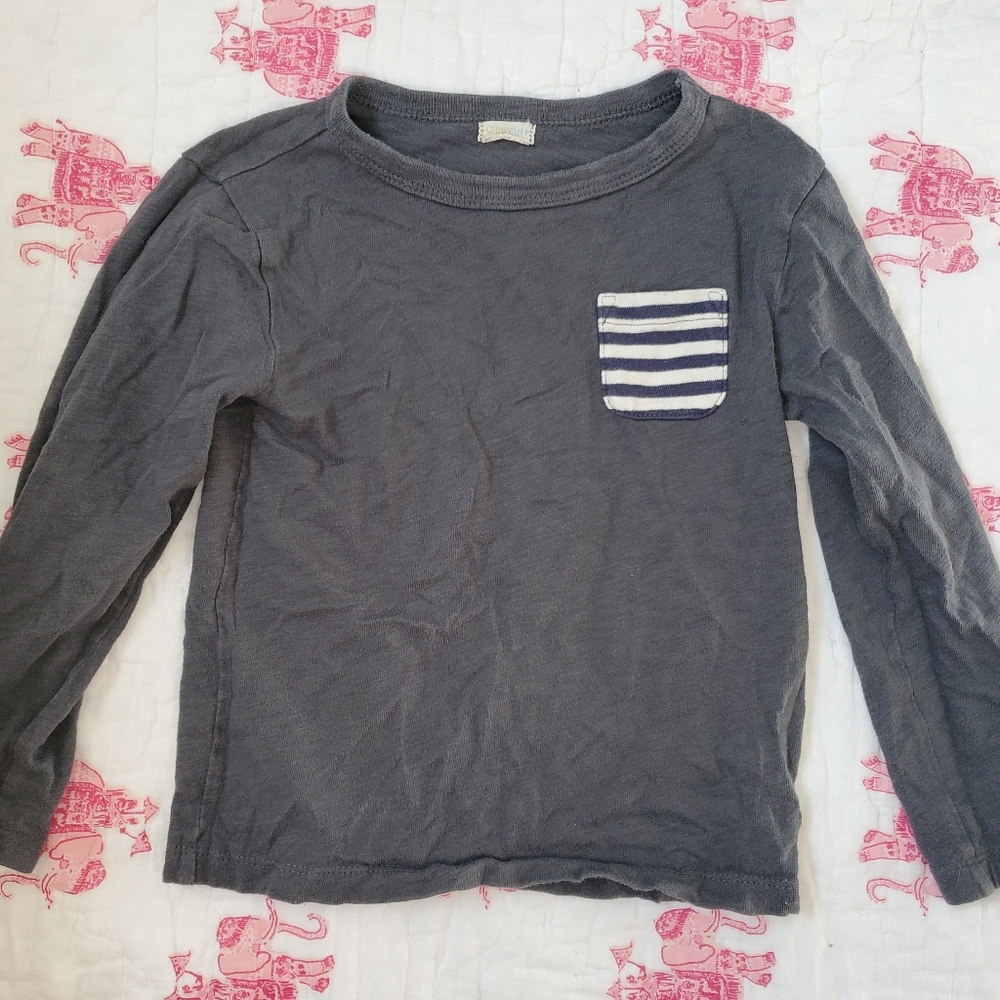 Crewcuts long-sleeve basic tee with striped pocket